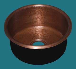 Copper Bar Sink Hammered Drum