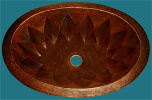 Copper Bath Sink - Oval Starburst