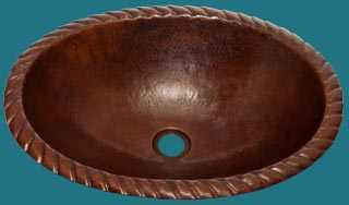 Copper Bath Sink - Oval Rope Rim